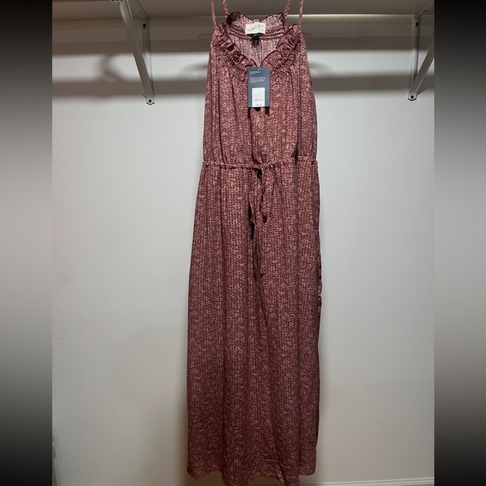 Universal Thread Women’s Dress Tie Waist Midi A Line Dress Mauve Floral NWT - Picture 5 of 6